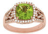 2.45CT DIAMOND & AAA PERIDOT 14KT ROSE GOLD CUSHION & ROUND SQUARE HALO FUN RING