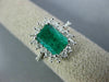 LARGE 2.75CT DIAMOND & AAA EMERALD 14K WHITE GOLD 3D SQUARE HALO ENGAGEMENT RING