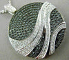 LARGE 2.21CT WHITE & BLACK DIAMOND 18KT WHITE GOLD 3D CIRCULAR WAVE FUN PENDANT