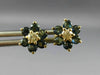 .59CT DIAMOND & AAA SAPPHIRE 14KT YELLOW GOLD 3D FLOWER STUD EARRINGS #MILANO023
