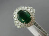 LARGE 4.77CT DIAMOND & EMERALD 14KT WHITE GOLD DOUBLE HALO OVAL ENGAGEMENT RING