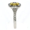 .70CT WHITE PINK & FANCY YELLOW DIAMOND 18KT 2 TONE GOLD CUSHION ENGAGEMENT RING