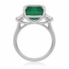 ESTATE 6.74CT DIAMOND & AAA PRINCESS EMERALD PLATINUM 3 STONE ENGAGEMENT RING