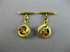 ANTIQUE .30CT AAA RUBY 18KT YELLOW GOLD SWIRL SNAKE CIRCULAR FUN MEN'S CUFFLINKS
