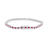 ESTATE 4.13CT DIAMOND & AAA RUBY 14K WHITE GOLD 3D PRINCESS TENNIS LOVE BRACELET