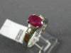 ESTATE .70CT DIAMOND & AAA RUBY 14KT WHITE GOLD 3D OVAL BAGUETTE ENGAGEMENT RING