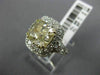 LARGE 5.20CT WHITE & FANCY YELLOW CUSHION DIAMOND 14K WHITE GOLD ENGAGEMENT RING