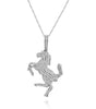 ESTATE .75CT ROUND DIAMOND 18KT WHITE GOLD 3D CLASSIC PAVE LUCKY HORSE PENDANT