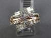 ESTATE .69CT DIAMOND 14KT WHITE & ROSE GOLD 3D MULTI ROW CRISS CROSS FUN RING