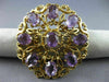 ANTIQUE VICTORIAN 14CT AAA AMETHYST 14KT YELLOW GOLD FLOWER PIN BROOCH #19164