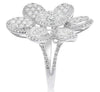 ESTATE LARGE 1.83CT DIAMOND 18K WHITE GOLD 3D CLUSTER MULTI OVAL FLOWER FUN RING