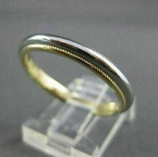 ESTATE PLATINUM & 18KT YELLOW GOLD3D PLAIN MILGRAIN WEDDING BAND RING 3MM #21863