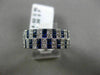 ESTATE WIDE 1.98CT DIAMOND & SAPPHIRE 14KT WHITE GOLD MILGRAIN ANNIVERSARY RING