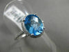 ESTATE WIDE 2.20CT DIAMOND & AAA BLUE TOPAZ 14K WHITE GOLD CLASSIC MILGRAIN RING