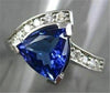 ESTATE WIDE 1.68CT DIAMOND & AAA TANZANITE 14K WHITE GOLD 3D TRILLION RING #2454