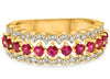 WIDE 1.23CT DIAMOND & AAA RUBY 14KT YELLOW GOLD 3 ROW WEDDING ANNIVERSARY RING