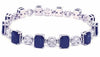 LARGE 19.46CT DIAMOND & AAA SAPPHIRE 18K WHITE GOLD MULTI FLOWER TENNIS BRACELET