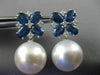 LARGE 5CT DIAMOND & AAA SAPPHIRE SOUTH SEA PEARL 18KT WHITE GOLD FLOWER EARRINGS