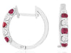 .60CT DIAMOND & AAA RUBY 14KT WHITE GOLD 3D 5 STONE HUGGIE HOOP HANGING EARRINGS