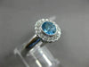 ESTATE WIDE 1.27CT DIAMOND & AAA BLUE TOPAZ 14KT WHITE GOLD HALO ENGAGEMENT RING