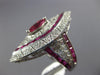 ESTATE EXTRA LARGE 3.88CT DIAMOND & AAA RUBY 14KT WHITE GOLD MARQUISE SHAPE RING