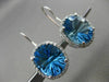 ESTATE MASSIVE 9.90CT DIAMOND & BLUE TOPAZ 14KT WHITE GOLD OVAL HANGING EARRINGS