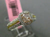 ESTATE GIA .86CT DIAMOND 18K TRI COLOR GOLD SQUARE FILIGREE HALO ENGAGEMENT RING