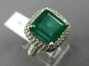 LARGE 6.86CT DIAMOND & AAA EMERALD 14K WHITE GOLD 3D SQUARE HALO ENGAGEMENT RING