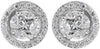 .61CT DIAMOND 18KT WHITE GOLD 3D ROUND MARQUISE & PRINCESS CLUSTER STUD EARRINGS