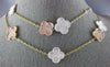 LARGE 4.32CT WHITE & PINK DIAMOND 18K TRI COLOR GOLD FLOWER BY THE YARD NECKLACE