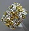 ESTATE LARGE .61CT WHITE & FANCY YELLOW DIAMOND 18K 2 TONE GOLD CROSS HEART RING