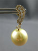 ESTATE LARGE .6CT DIAMOND & AAA GOLDEN SOUTH SEA PEARL 18K YELLOW GOLD CHANNEL EARRINGS