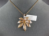 ESTATE LARGE .04CT DIAMOND 14KT ROSE GOLD 3D HANDCRAFTED FALLING LEAF PENDANT