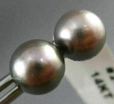 ESTATE AAA GREY TAHITIAN PEARL 14KT WHITE GOLD CLASSIC STUD EARRINGS 8mm #24419