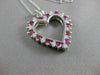 ESTATE .75CTW DIAMOND RUBY 14KT WHITE GOLD OPEN HEART PENDANT + CHAIN G VS #9994
