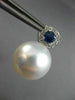 EXTRA LARGE .84CT DIAMOND AAA SAPPHIRE & SOUTH SEA PEARL 18K WHITE GOLD EARRINGS