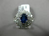 ESTATE WIDE 2.15CT DIAMOND & SAPPHIRE 18K WHITE GOLD DOUBLE HALO ENGAGEMENT RING