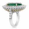 EXTRA LARGE 20.59CT DIAMOND & AAA EMERALD 18KT 2 TONE GOLD & PLATINUM HALO RING