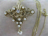 ANTIQUE DIAMOND PEARL 14K YELLOW GOLD OPEN FILIGREE VICTORIAN PIN PENDANT #2360
