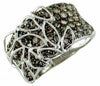WIDE 2.0CT CHOCOLATE FANCY DIAMOND 14KT WHITE GOLD MULTI ROW MULTI LEAF FUN RING