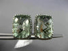 ESTATE LARGE 14.67CT DIAMOND & GREEN AMETHYST 14KT BLACK GOLD 3D HALO EARRINGS