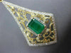 ESTATE LARGE 3.15CT DIAMOND EMERALD 14KT TWO TONE GOLD FILIGREE HANGING EARRINGS