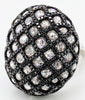 EXTRA LARGE 6.10CT ROSE CUT & BLACK DIAMOND 18K WHITE GOLD 3D MULTI ROW FUN RING