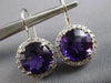 EXTRA LARGE 6.17CT DIAMOND & AAA AMETHYST 14K WHITE GOLD HALO LEVERBACK EARRINGS