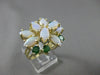 ANTIQUE LARGE 2.60CT AAA OPAL & EMERALD 14KT YELLOW GOLD CLUSTER RING #22660