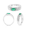 .55CT DIAMOND & AAA EMERALD 14KT WHITE GOLD PEAR SHAPE & ROUND ETOILE FUN RING