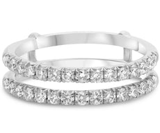 .65CT DIAMOND 14K WHITE GOLD CLASSIC 2 ROW SEMI ETERNITY INSERT ANNIVERSARY RING