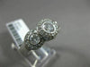 ESTATE 1CT DIAMOND 14KT WHITE GOLD HALO 3 STONE CLASSIC PAST PRESENT FUTURE RING