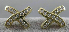 ESTATE .65CTW DIAMOND ETOILE "X" SHAPE 14KT YELLOW GOLD PUSHBACK EARRINGS #5919