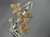 ESTATE EXTRA LARGE 1.2CT DIAMOND 14K WHITE & ROSE GOLD FLOWER DOUBLE FINGER RING